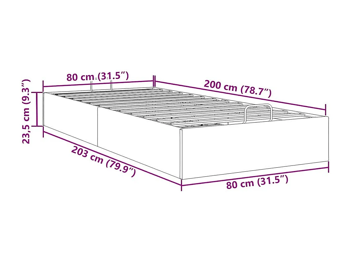 Estructura de cama otomana sin colchón terciopelo gris claro