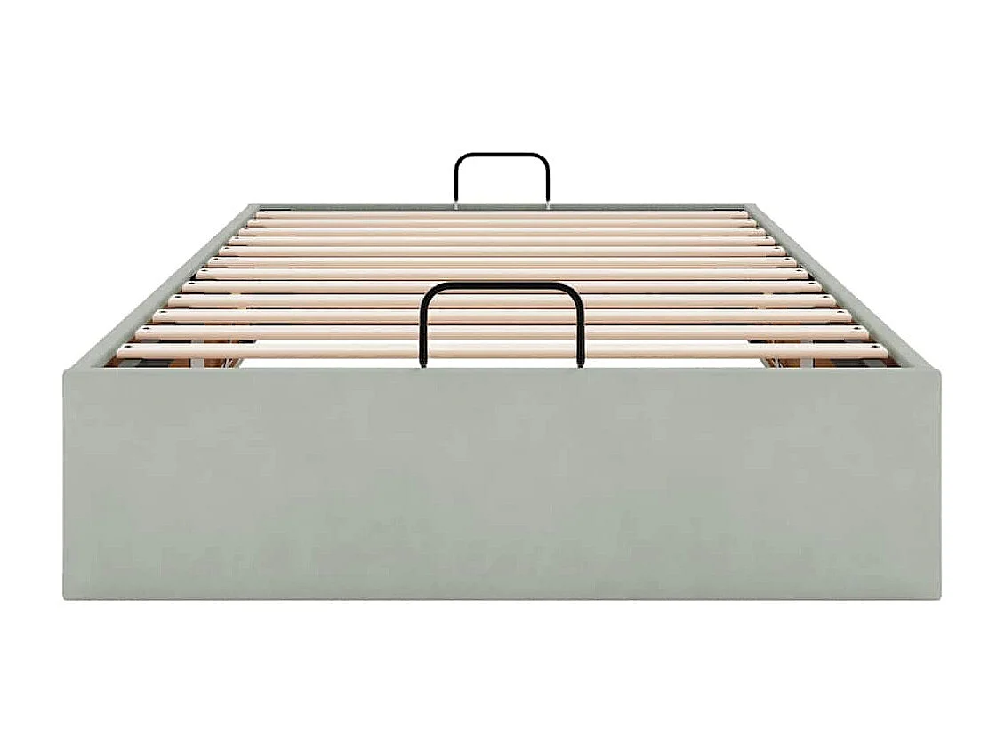 Estructura de cama otomana sin colchón terciopelo gris claro