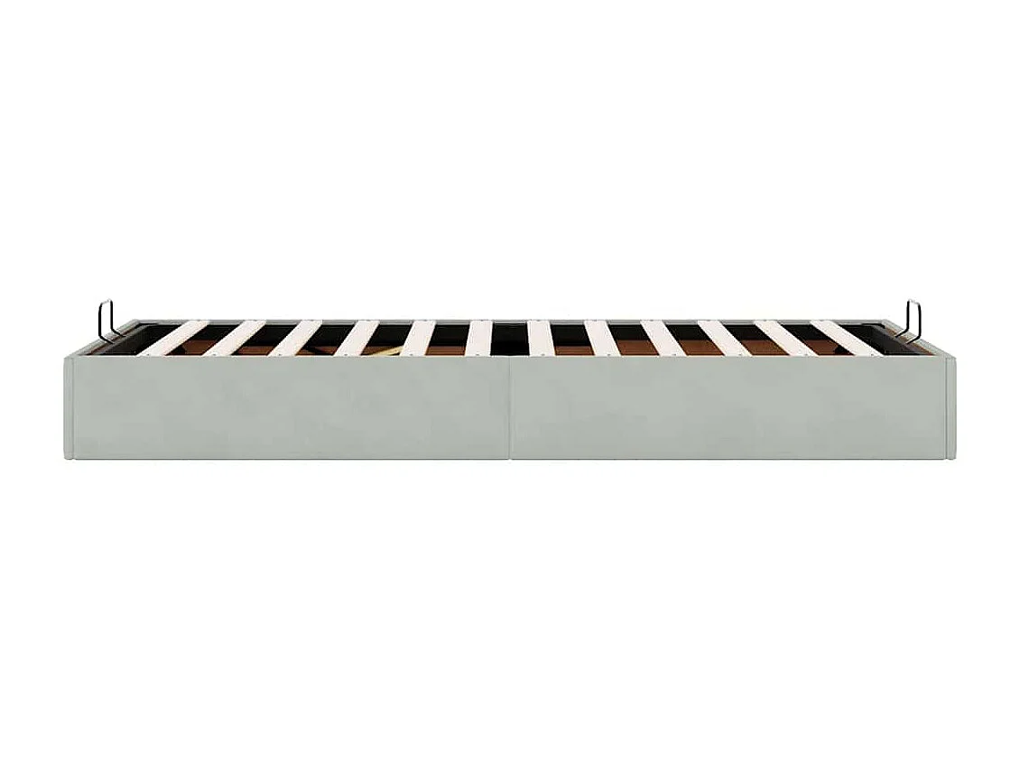 Estructura de cama otomana sin colchón terciopelo gris claro