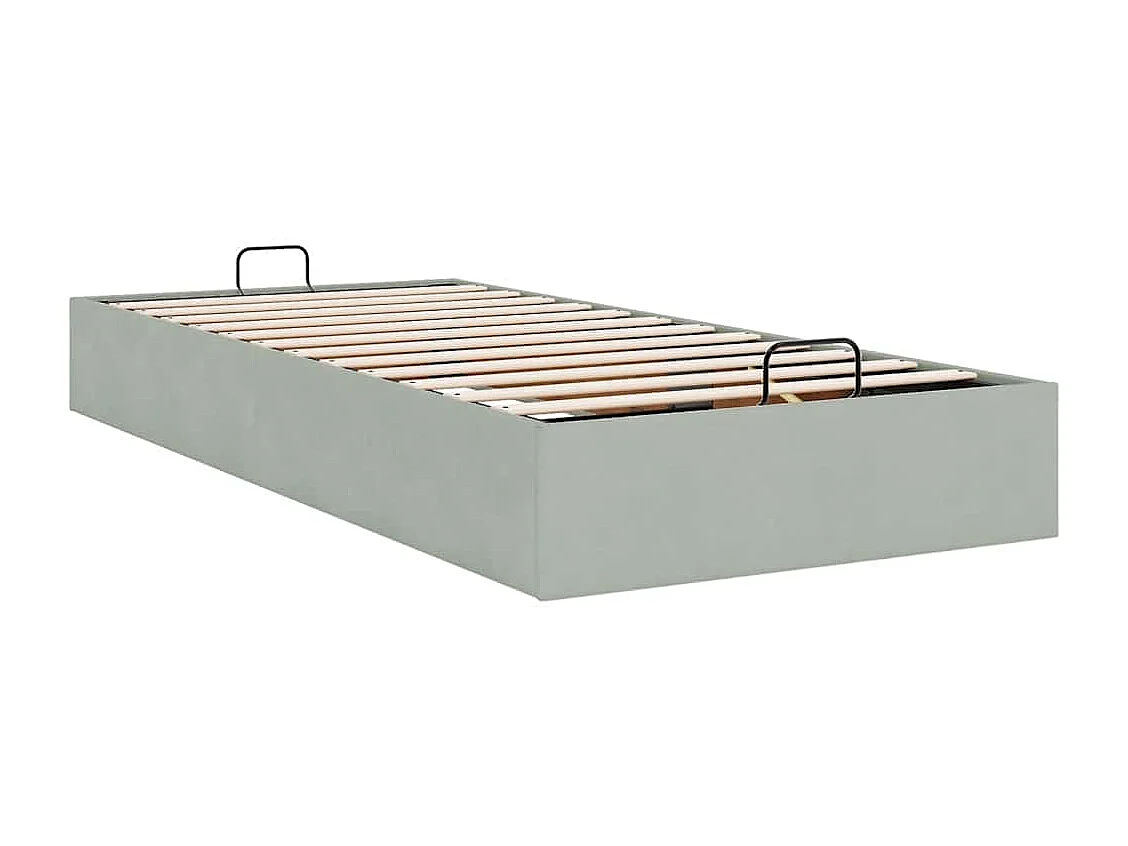 Estructura de cama otomana sin colchón terciopelo gris claro