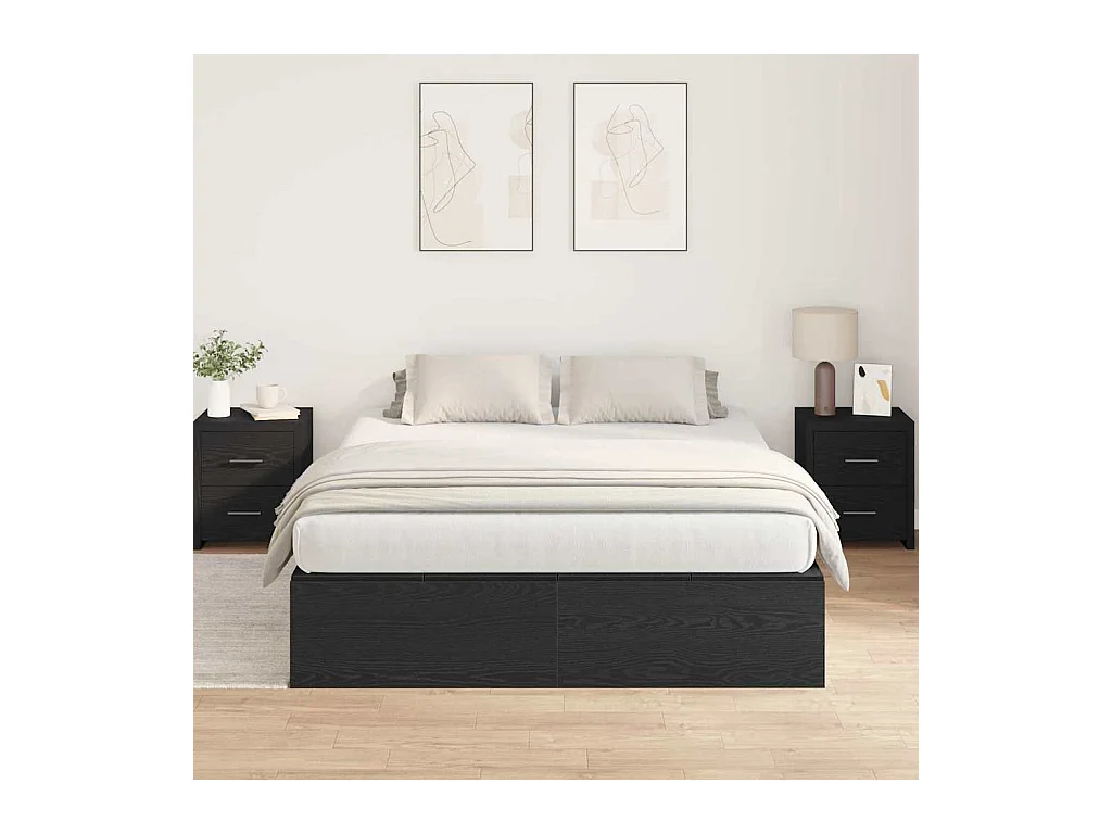 Cadre de lit Chêne noir 135 x 190 cm Bois d'ingénierie