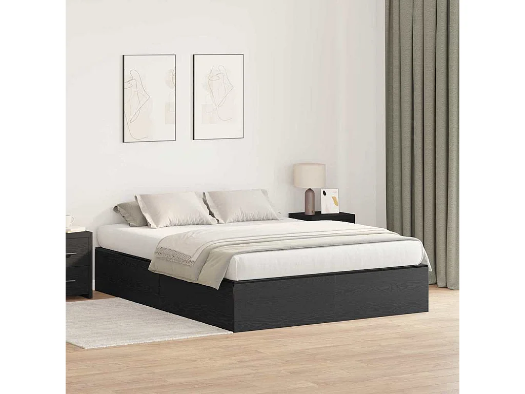 Cadre de lit avec rangement Chêne noir 135 x 190 cm