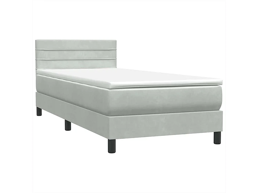 Boxspring met matras en LED fluweel lichtgrijs 80x220 cm