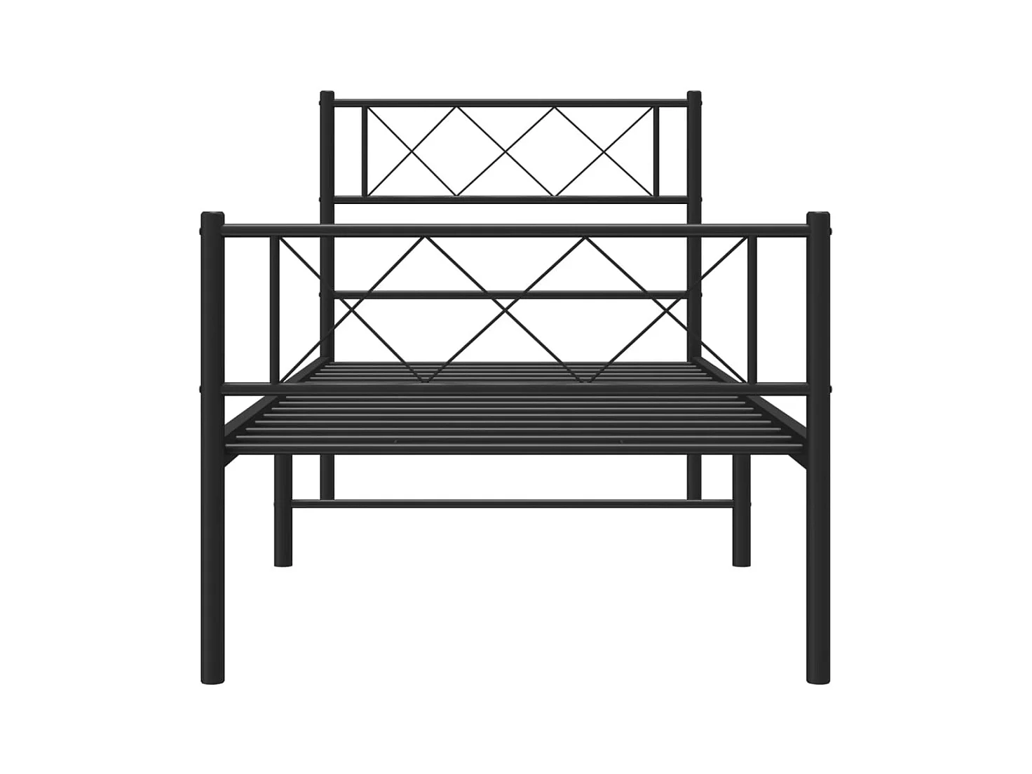 Cadre de lit métal sans matelas avec pied de lit noir 75x190 cm
