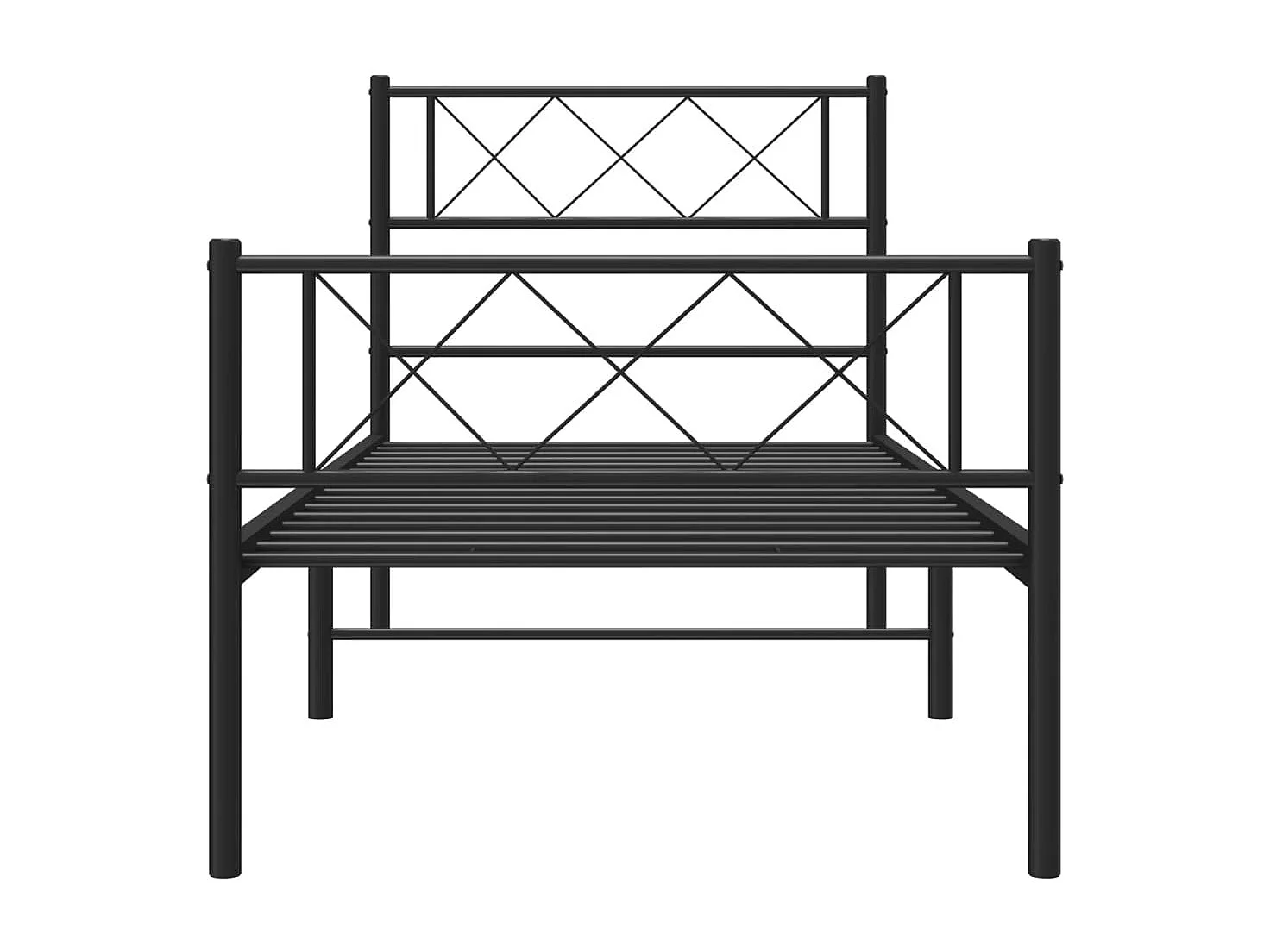 Cadre de lit métal sans matelas avec pied de lit noir 75x190 cm