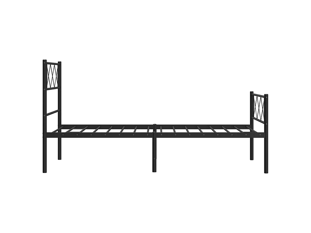 Cadre de lit métal sans matelas avec pied de lit noir 75x190 cm