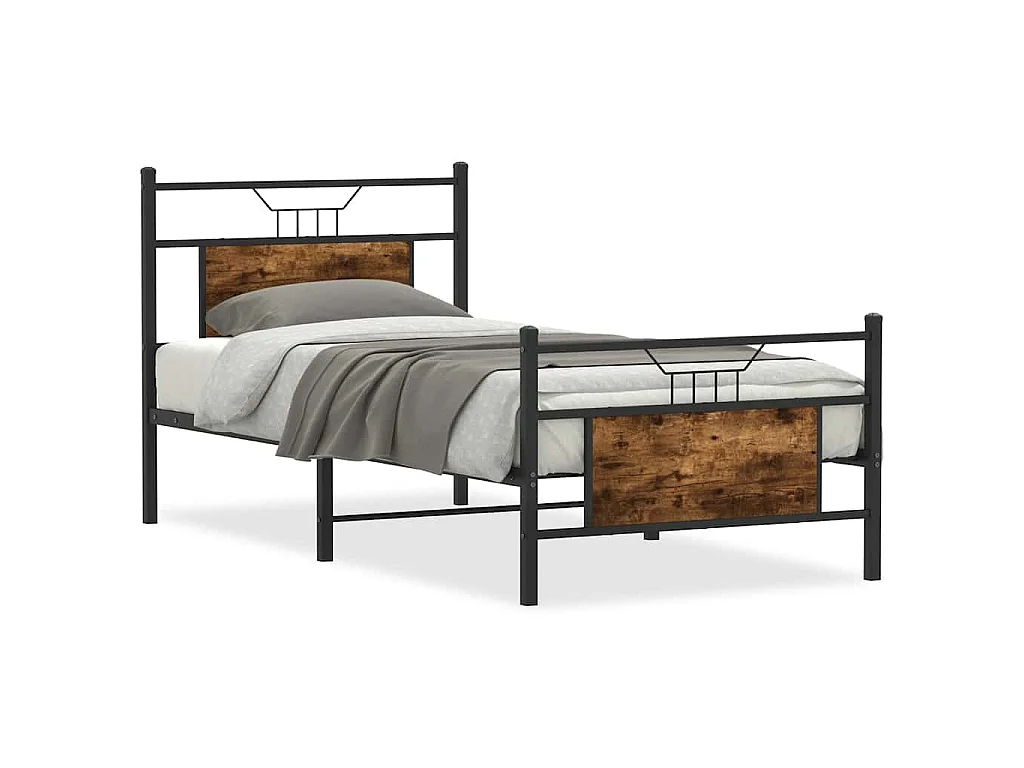 Bettgestell ohne Matratze Räuchereiche 80x200 cm Holzwerkstoff