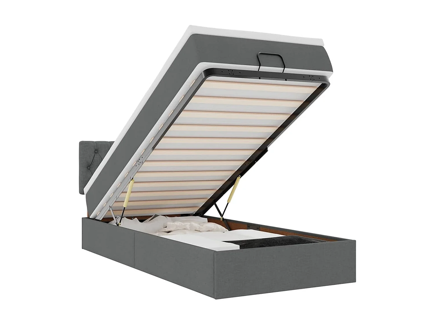 Bed poef met matras en LED's stof 80x200 cm donkergrijs