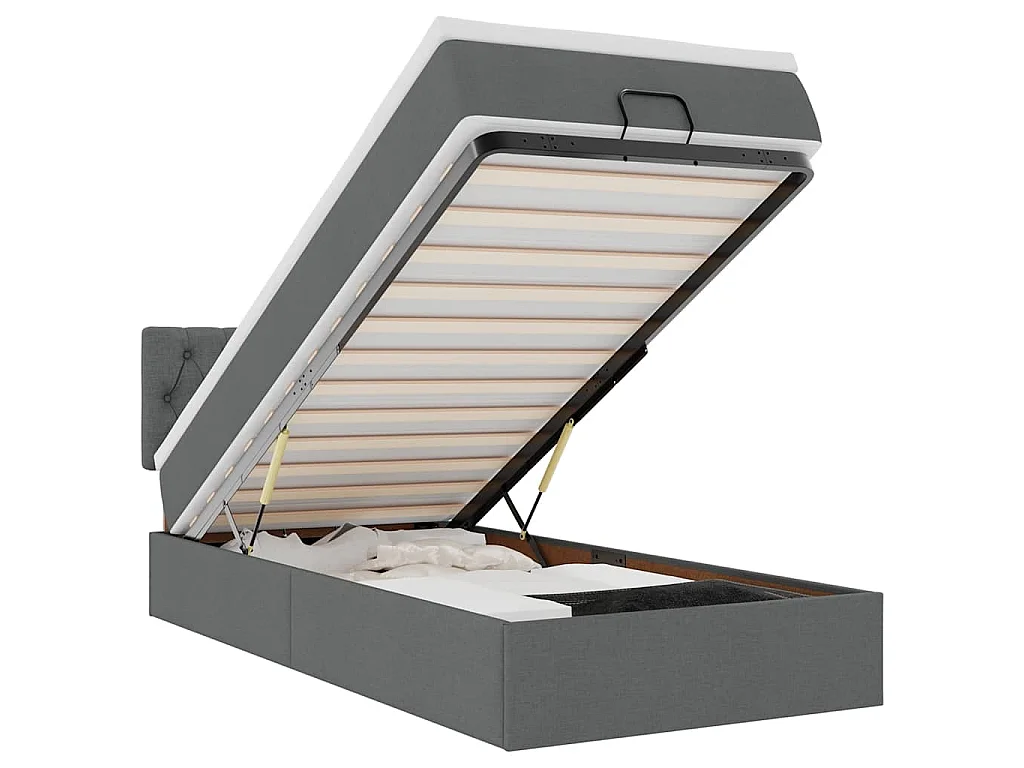 Bed poef met matras en LED's stof 80x200 cm donkergrijs