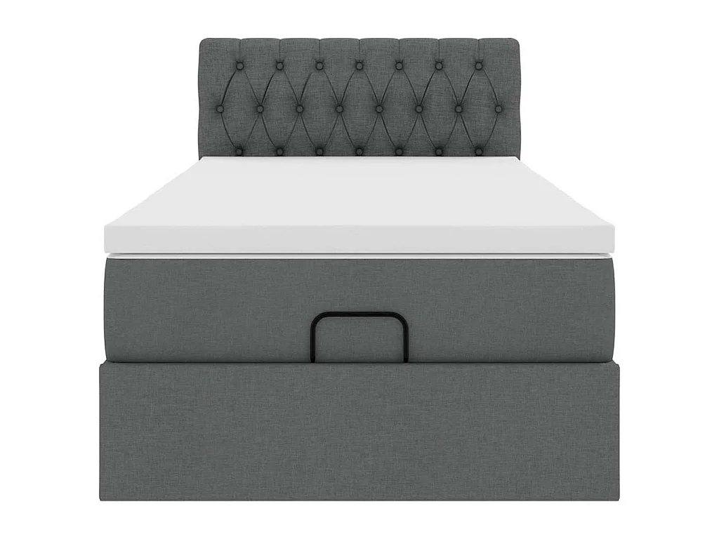 Bed poef met matras en LED's stof 80x200 cm donkergrijs