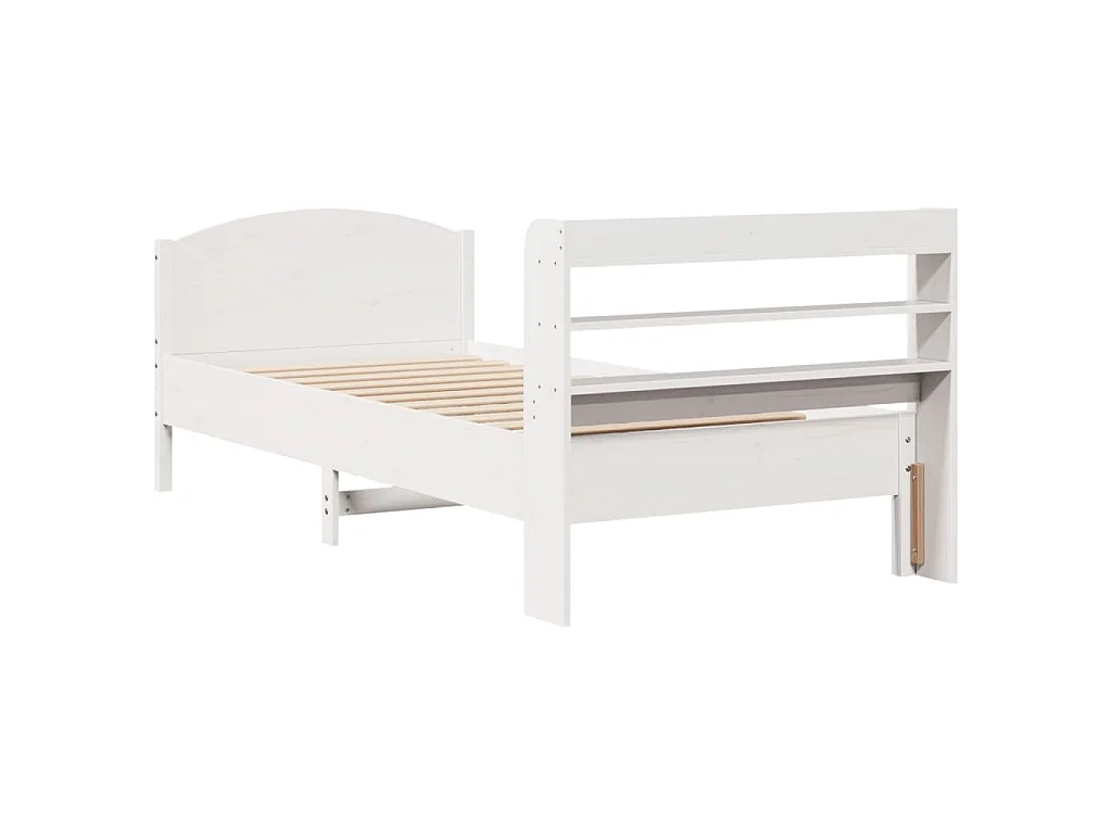 Bedframe zonder matras massief grenenhout wit 75x190 cm