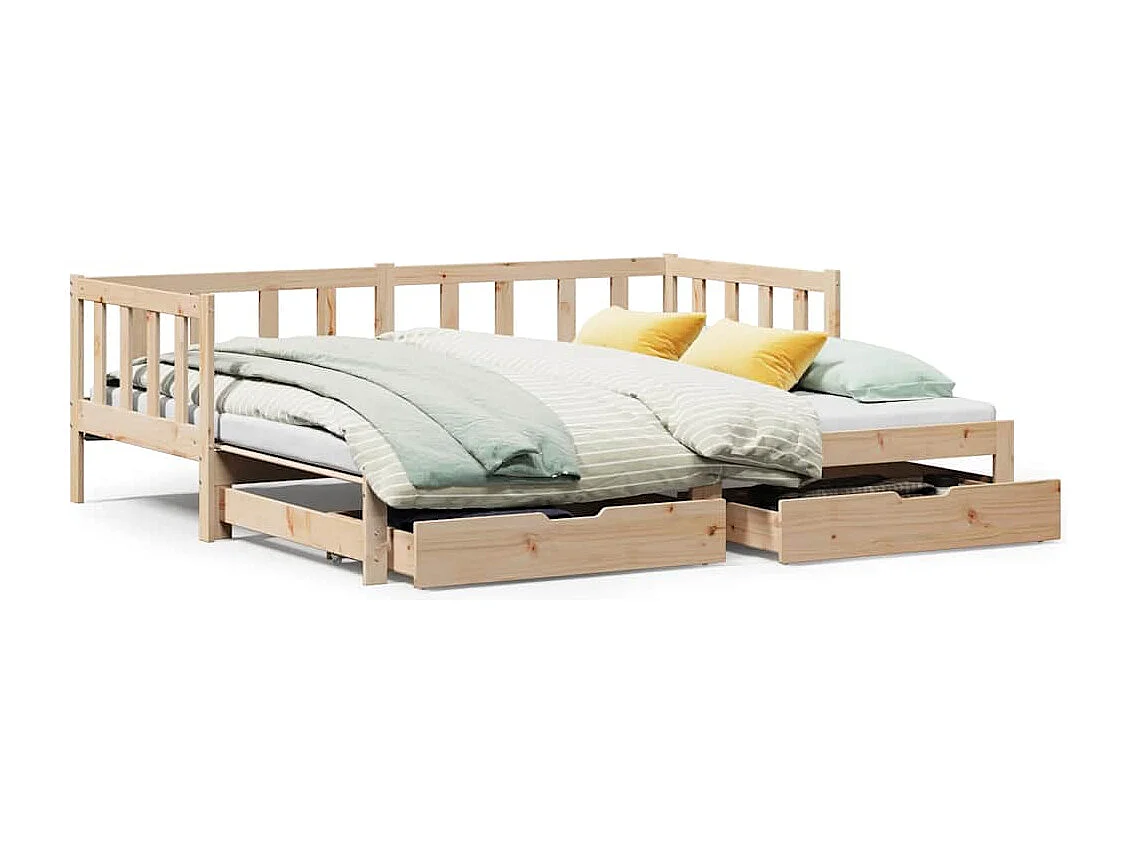 Tagesbett Ausziehbar mit Schubladen ohne Matratze 80x200 cm