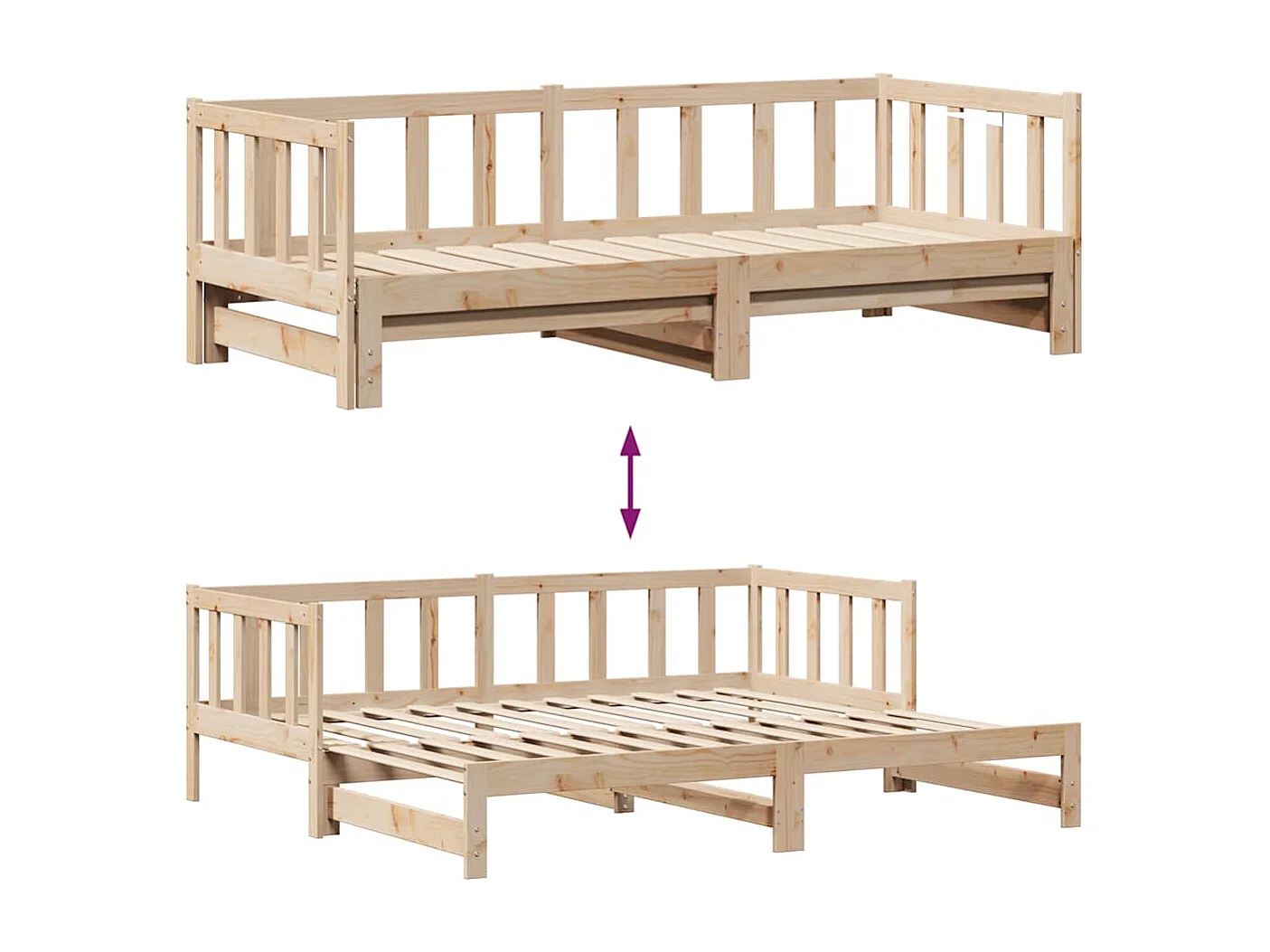Tagesbett Ausziehbar mit Schubladen ohne Matratze 80x200 cm