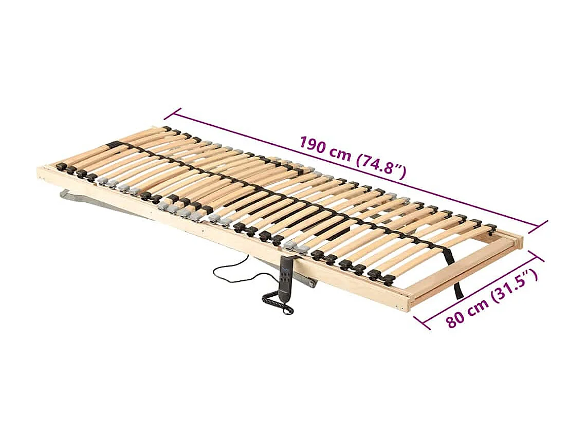 Sommier à lattes Marron 80 x 190 cm Bois de hêtre massif