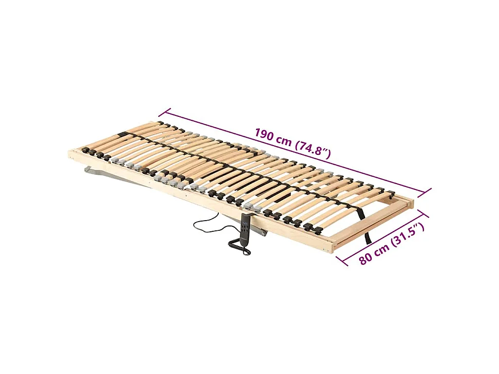 Base a doghe Marrone 80 x 190 cm Legno massello di faggio
