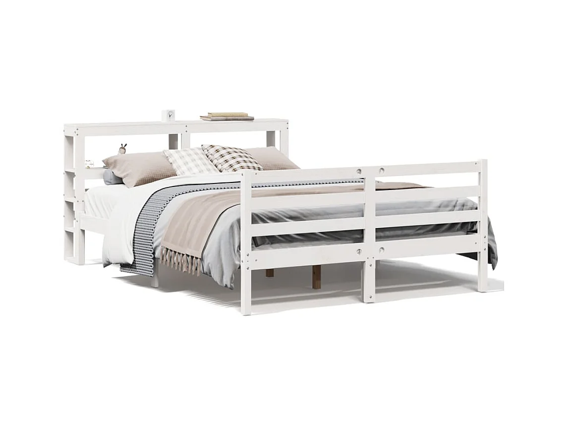 Bedframe zonder matras massief grenenhout wit 135x190 cm