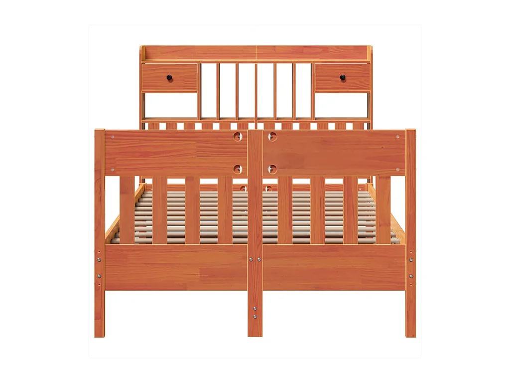 Cadre de lit sans matelas cire marron 135x190cm bois pin massif