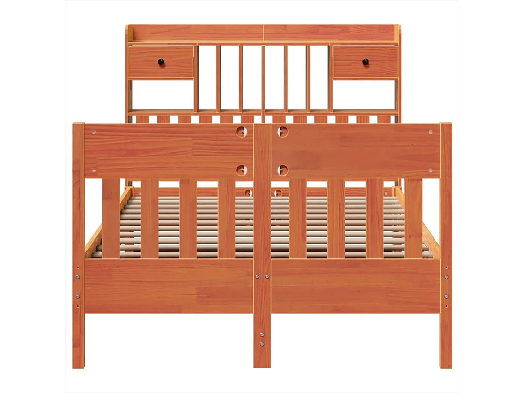 Cama sem colchão 135x190 cm madeira pinho maciça castanho-mel