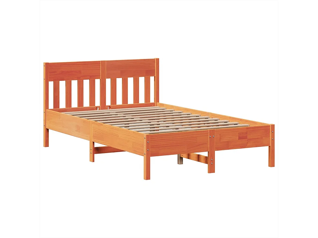 Cama sem colchão 135x190 cm madeira pinho maciça castanho-mel
