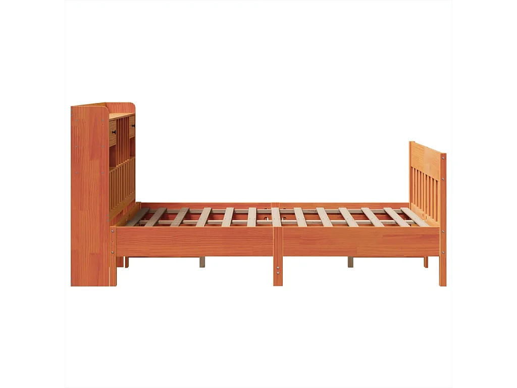 Cama sem colchão 135x190 cm madeira pinho maciça castanho-mel