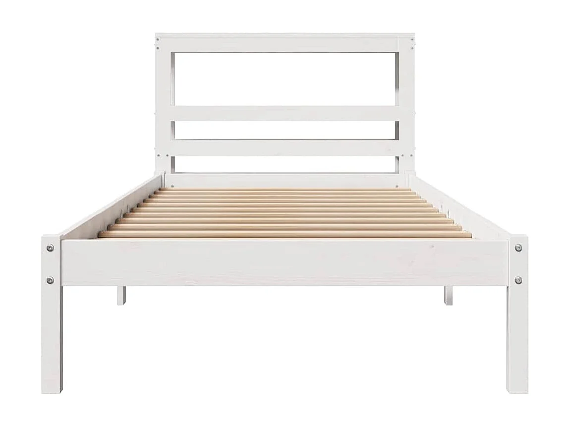Cadre de lit sans matelas blanc 75x190 cm bois de pin massif