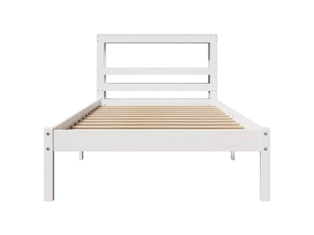 Cadre de lit sans matelas blanc 75x190 cm bois de pin massif