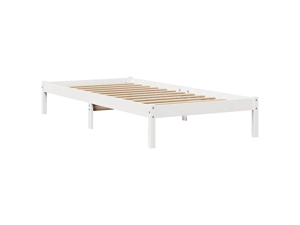 Cadre de lit sans matelas blanc 75x190 cm bois de pin massif