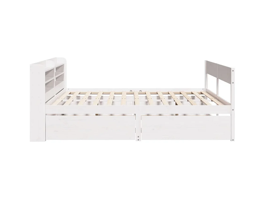 Cadre de lit sans matelas blanc 135x190 cm bois de pin massif