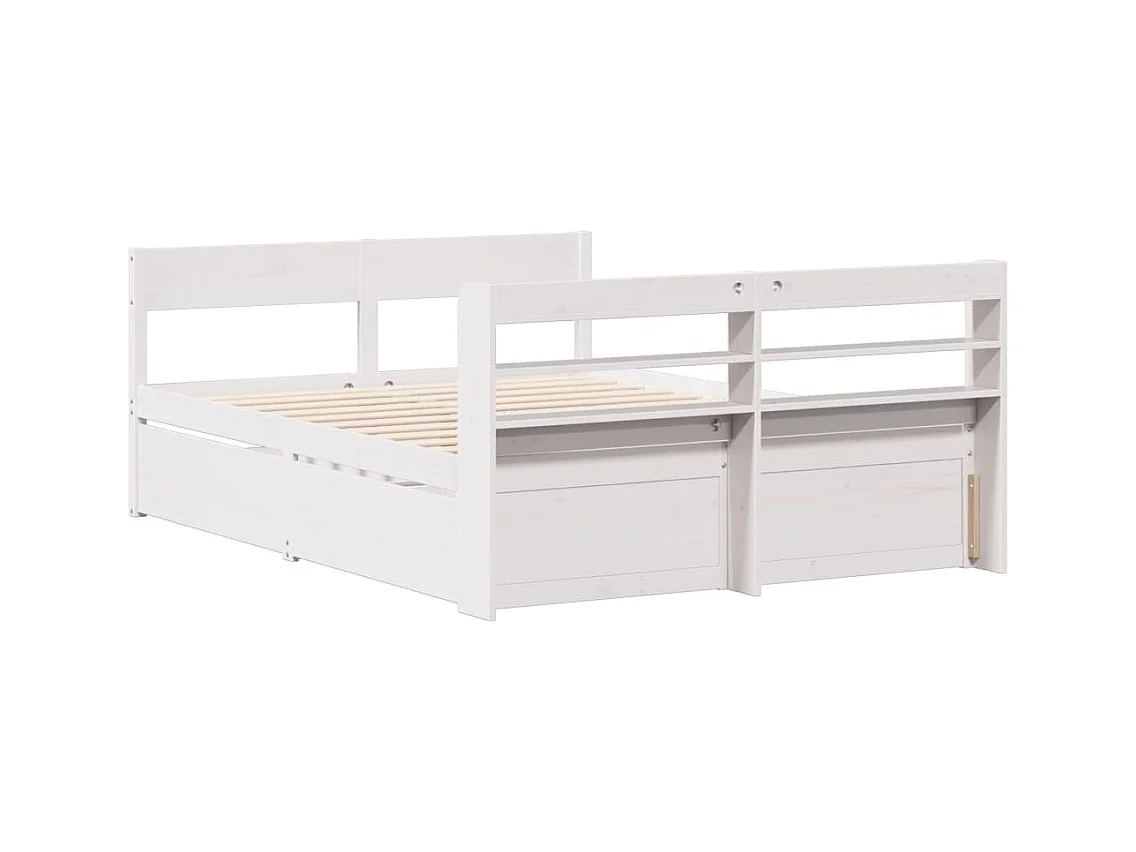 Cadre de lit sans matelas blanc 135x190 cm bois de pin massif