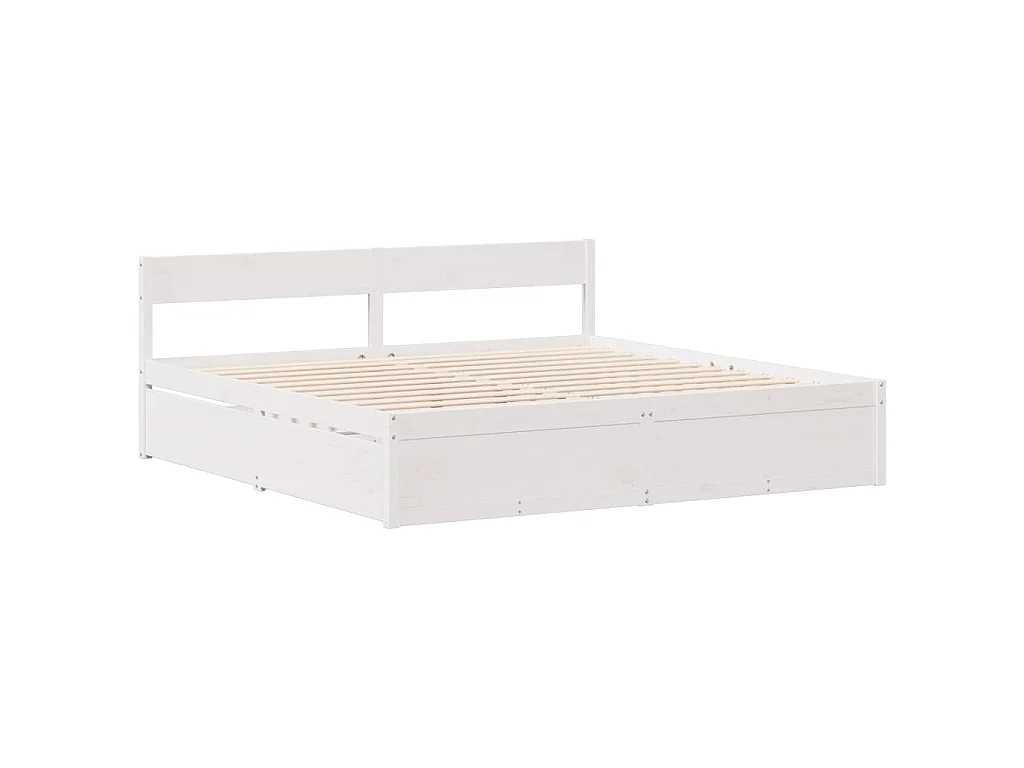 Cama sem colchão 135x190 cm madeira de pinho maciça branco