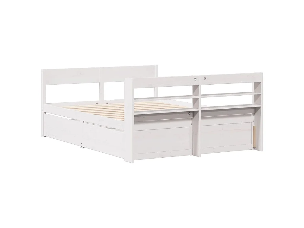Cama sem colchão 135x190 cm madeira de pinho maciça branco