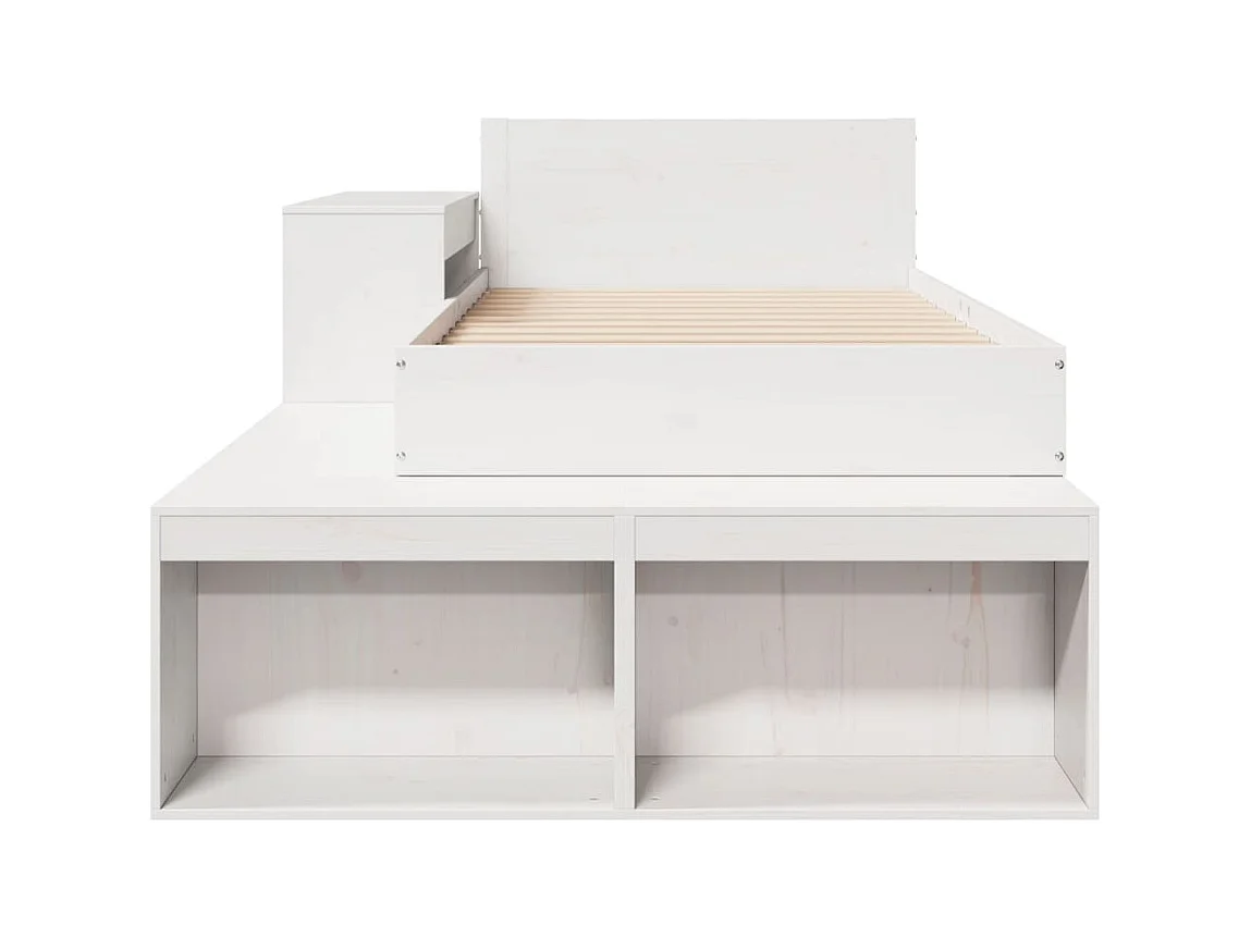 Cadre de lit sans matelas blanc 75x190 cm bois de pin massif