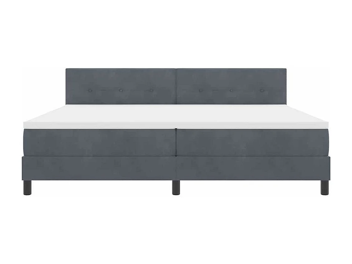 Lit à ressorts avec matelas Gris foncé 200 x 200 cm tissu