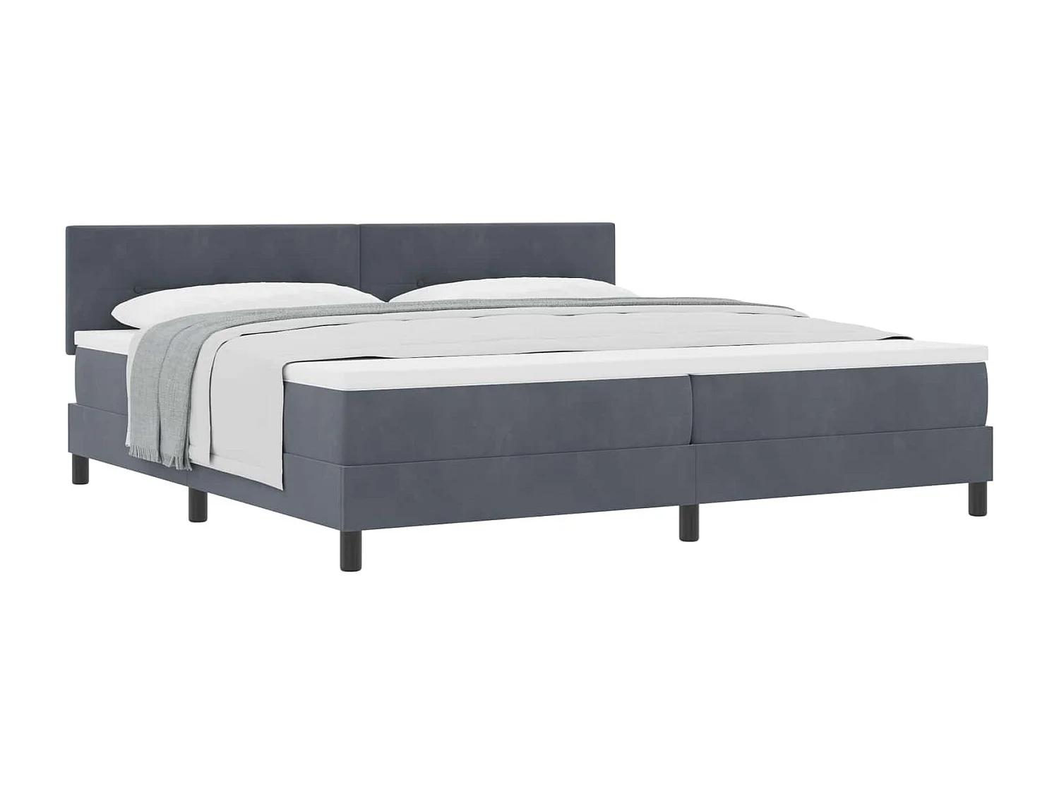 Lit à ressorts avec matelas Gris foncé 200 x 200 cm Velours