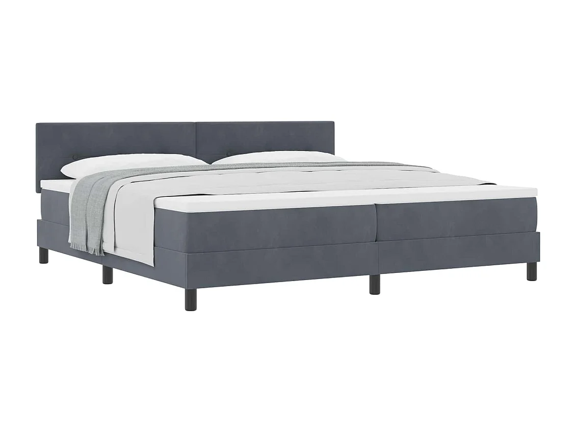 Lit à ressorts avec matelas Gris foncé 200 x 200 cm Velours