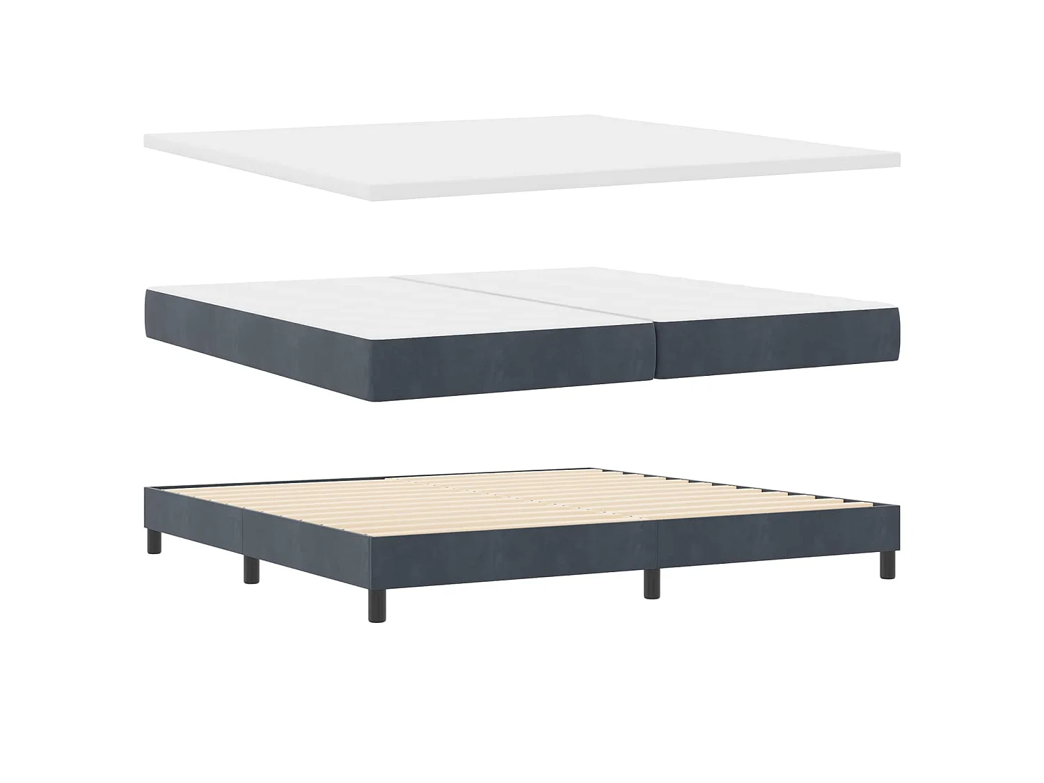 Boxspringbed met hoofdeinde Donkergrijs 200 x 200 cm Fluweel