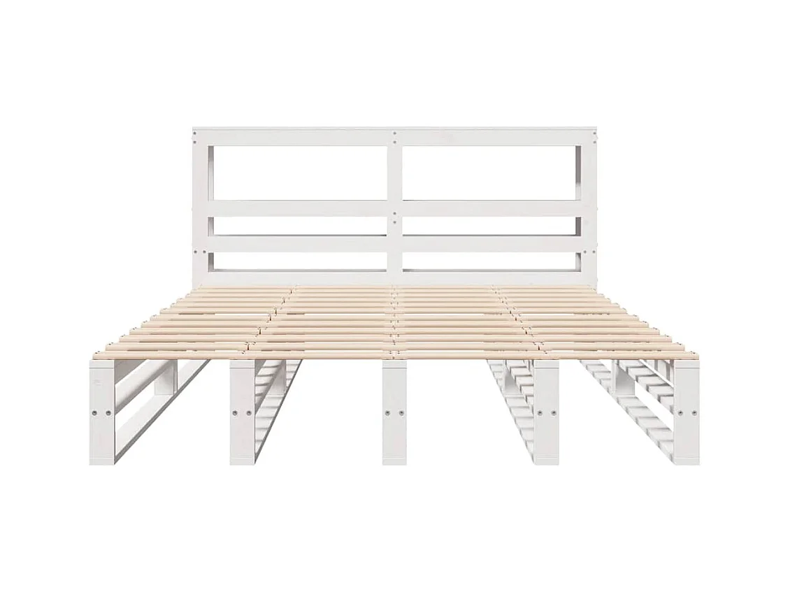 Massivholzbett ohne Matratze Weiß 135x190 cm Kiefernholz