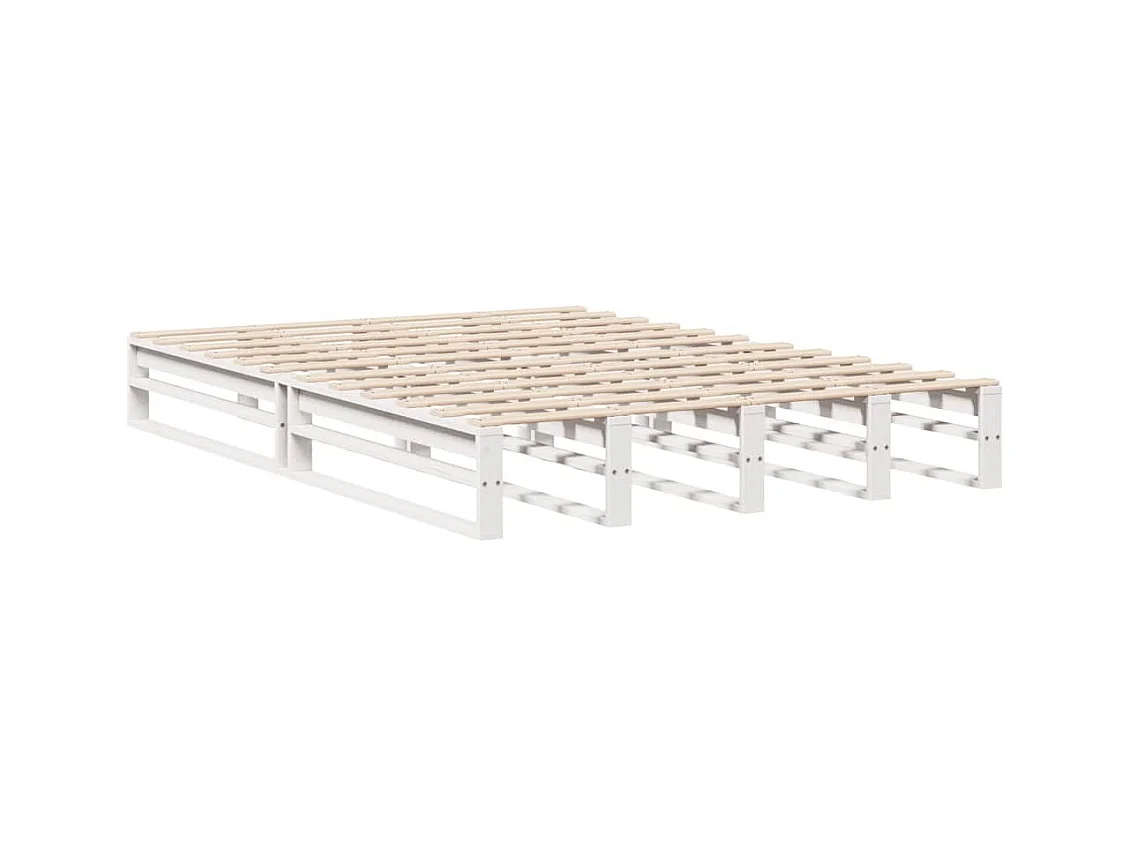 Massivholzbett ohne Matratze Weiß 135x190 cm Kiefernholz