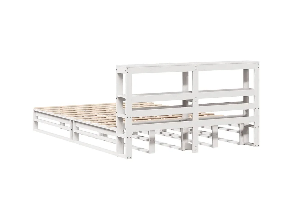 Massivholzbett ohne Matratze Weiß 135x190 cm Kiefernholz