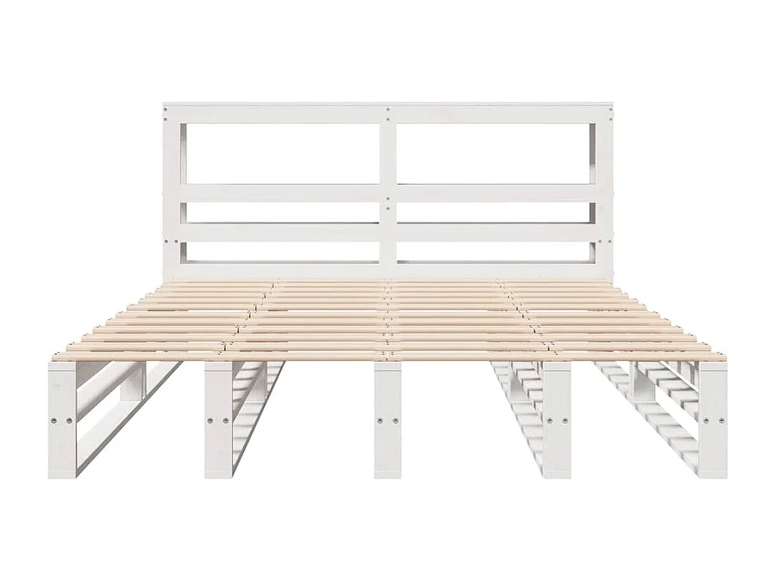 Cadre de lit sans matelas blanc 135x190 cm bois de pin massif
