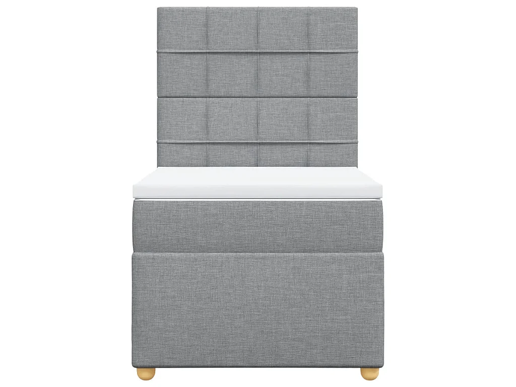 Cama box spring con colchón tela gris claro 80x200 cm