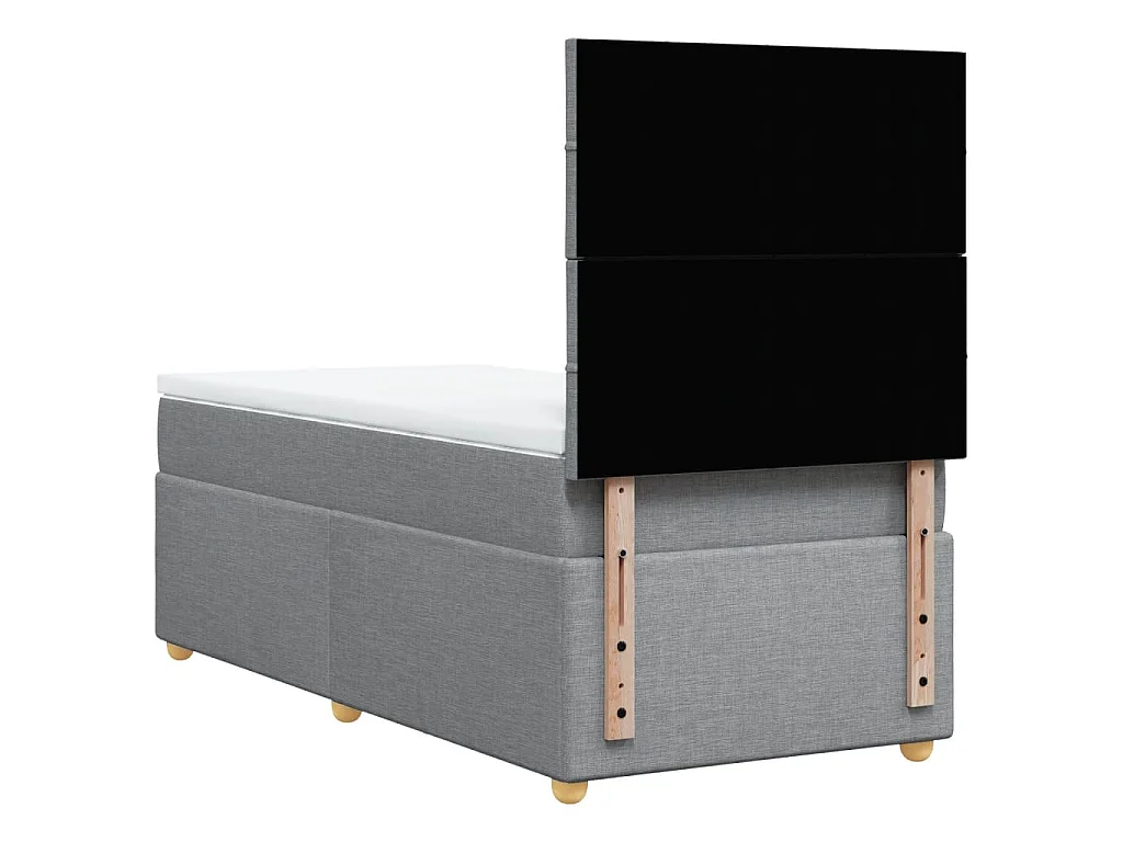 Cama box spring con colchón tela gris claro 80x200 cm