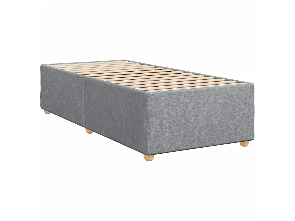 Cama box spring con colchón tela gris claro 80x200 cm