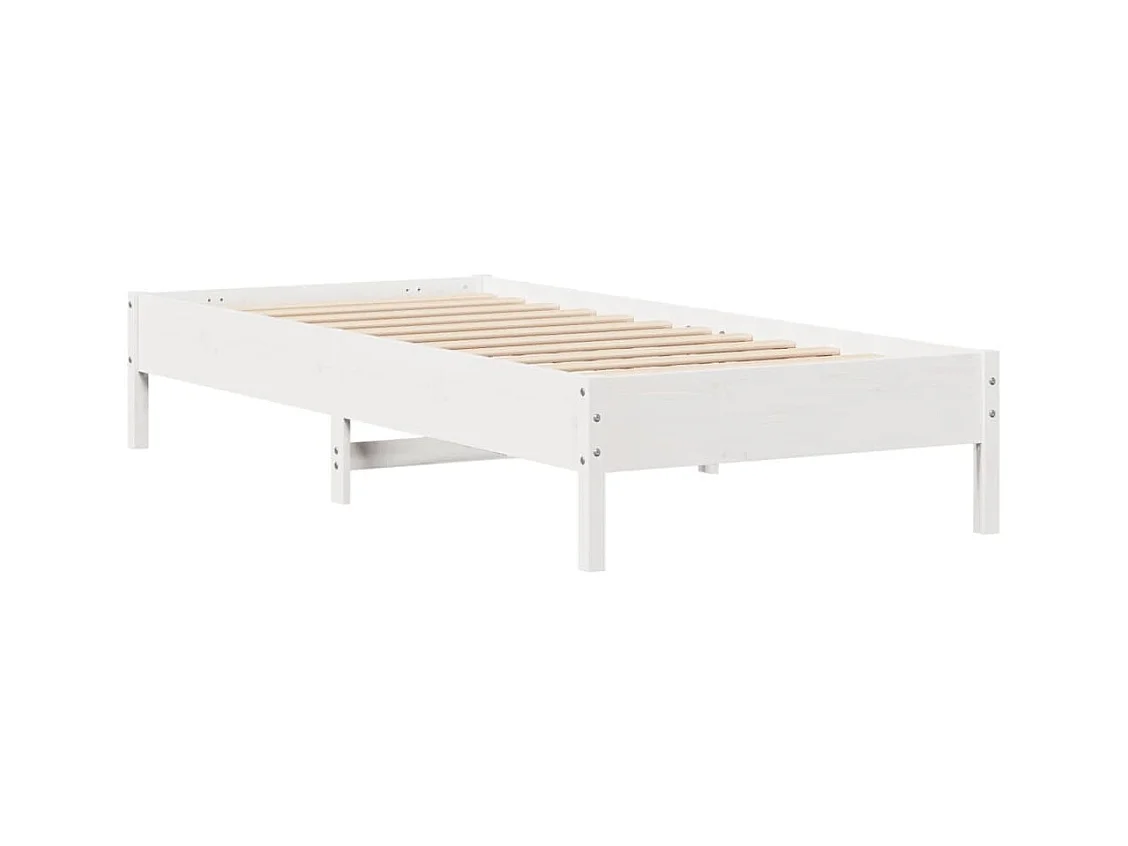 Letto senza Materasso Bianco 75x190 in Legno Massello di Pino