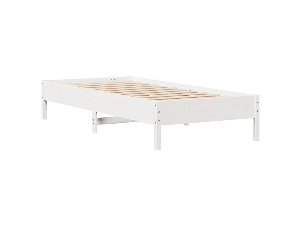 Cadre de lit sans matelas blanc 75x190 cm bois de pin massif