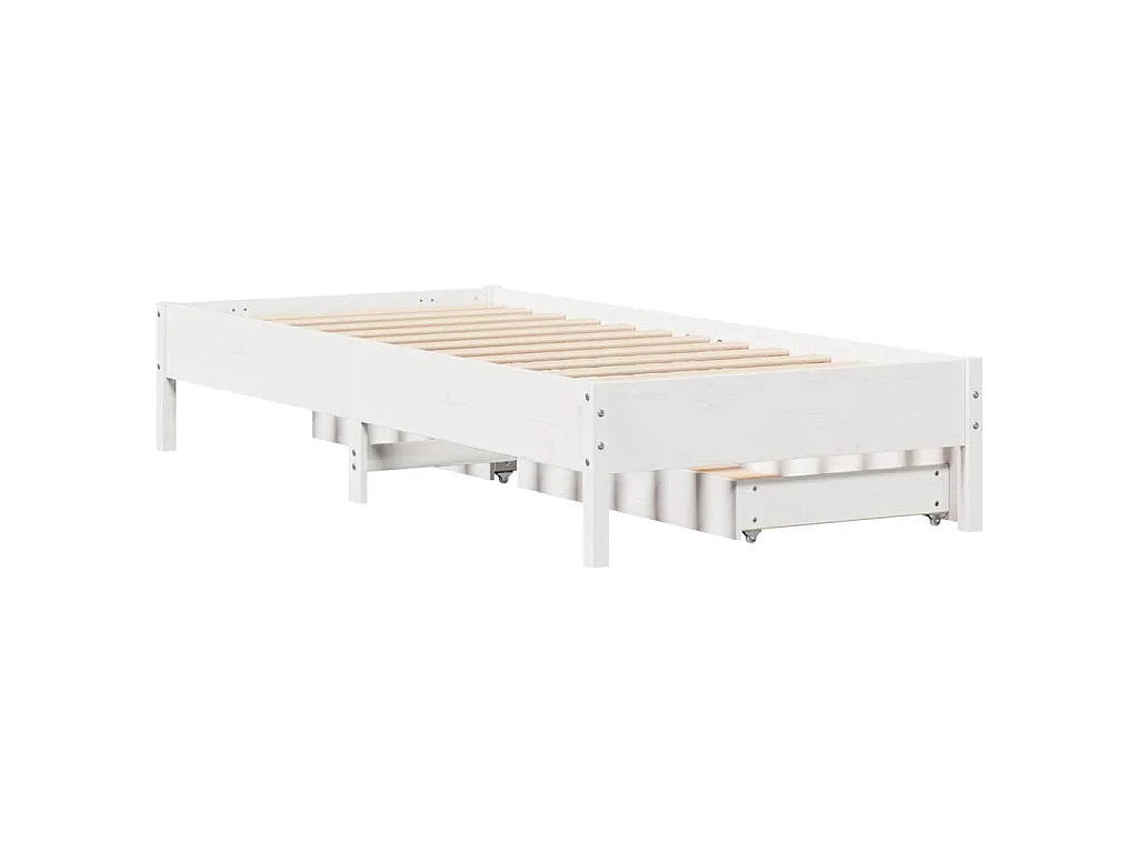 Cadre de lit sans matelas blanc 75x190 cm bois de pin massif