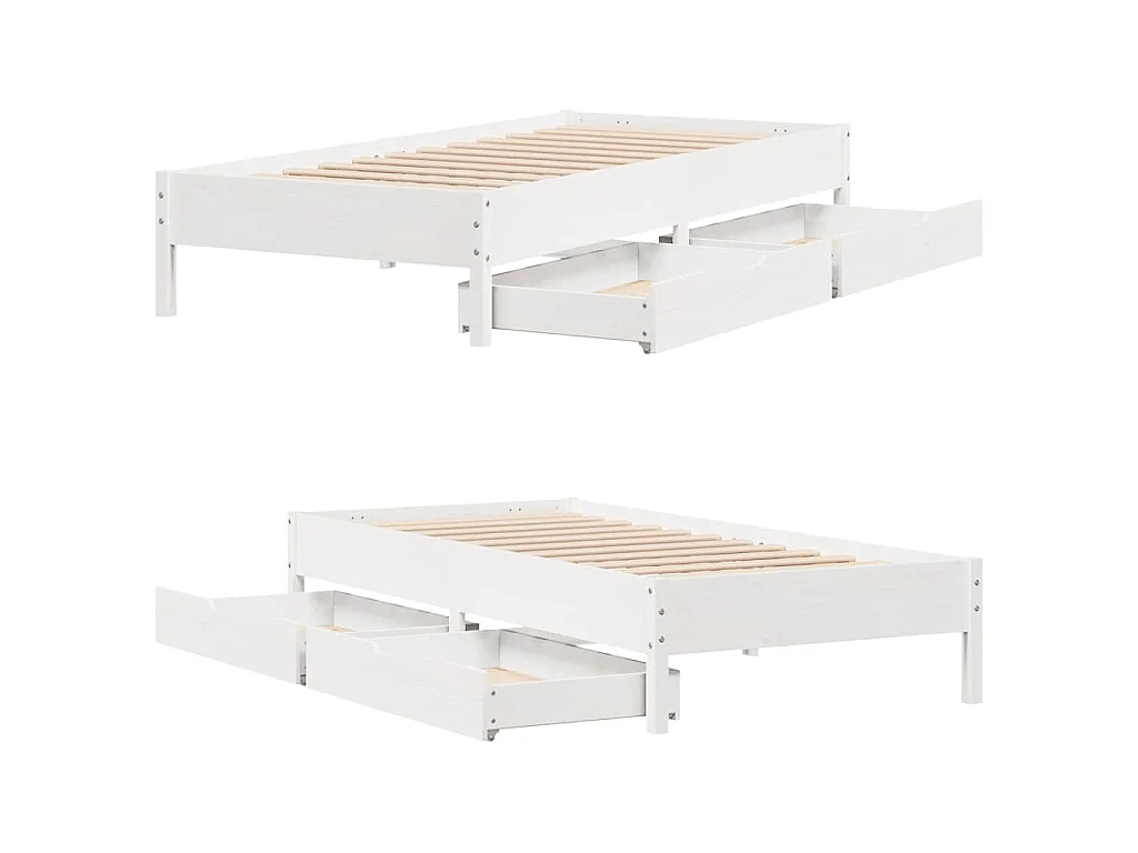 Cadre de lit sans matelas blanc 75x190 cm bois de pin massif