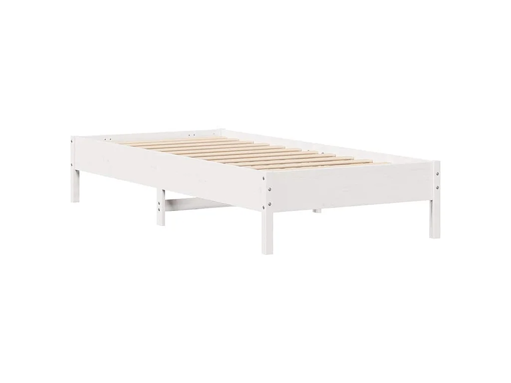 Bedframe zonder matras massief grenenhout wit 75x190 cm