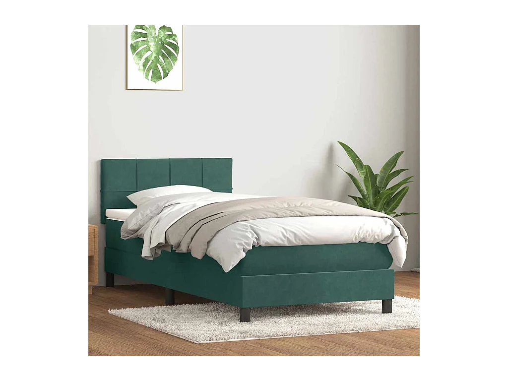 Sommier à lattes de lit et matelas vert foncé 80x220 cm velours