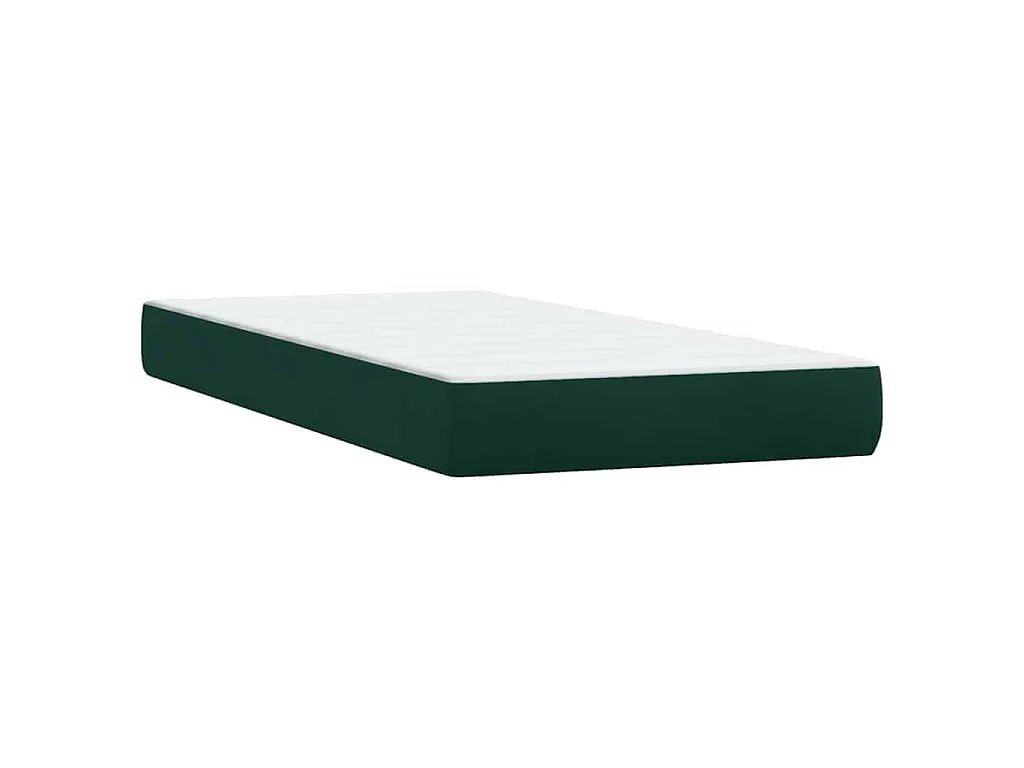 Cama box spring con colchón terciopelo verde oscuro 80x220 cm